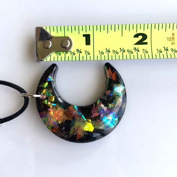 Black & iridescent glitter resin crescent moon - Picture 11 of 12